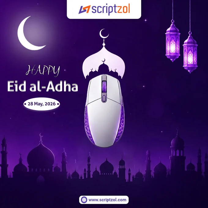 🌙✨ Happy Eid al-Adha!

May this sacred day bring peace, joy & blessings to you and your family! 🤲💜
Technology never sleeps — but today, we pause to celebrate love, faith & togetherness! 💻🌙

Scriptzol — Powering Digital Solutions, Every Day! 🚀

#EidAlAdha #EidMubarak #BakridMubarak #Bakrid2026 #Scriptzol #TechCompany #SoftwareDevelopment #WebDevelopment #DigitalSolutions #HappyEid #EidSpecial2026 #TechLife #FestivalWishes