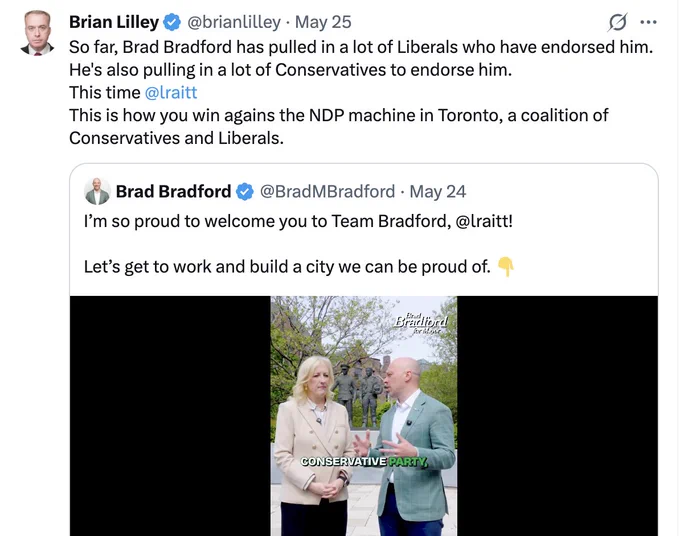 Brad Bradfod and Lisa Raitt making a little video together