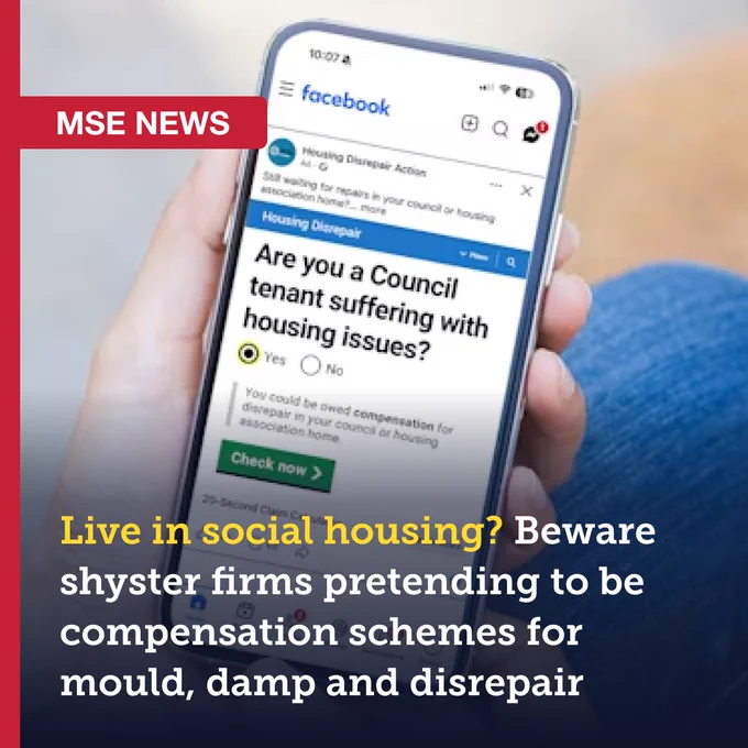 MSE NEWS: Live in social housing? Beware shyster firms pretending to be compensation schemes for mould, damp and disrepair.