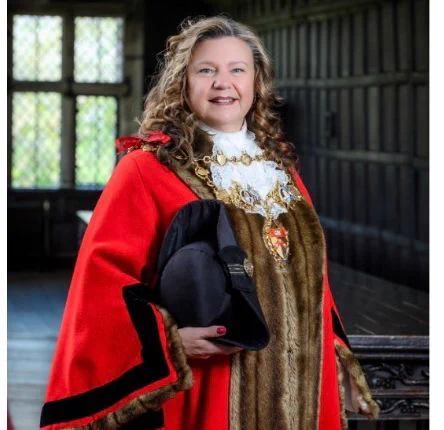 Photo is of the new Mayor of Chorley in her robes