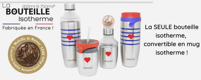 Présentation des produits isotherme de Neolid en inox, Bouteilles et Steel-Twizz