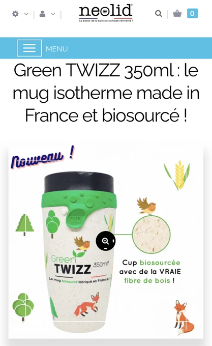 Nouveau, le mug isotherme sans couvercle avec de la fibre de bois par Neolid
