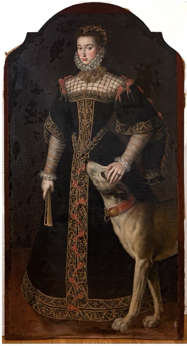 Retrato de dama con un perro. Atribuido a Alonso Sánchez Coello. Colección privada.