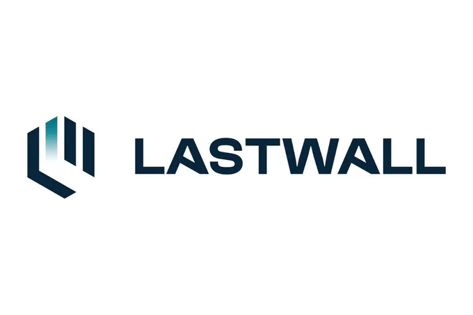 The official corporate logo of Lastwall, displaying a teal and dark blue geometric icon beside the brand name text LASTWALL on a clean white background.