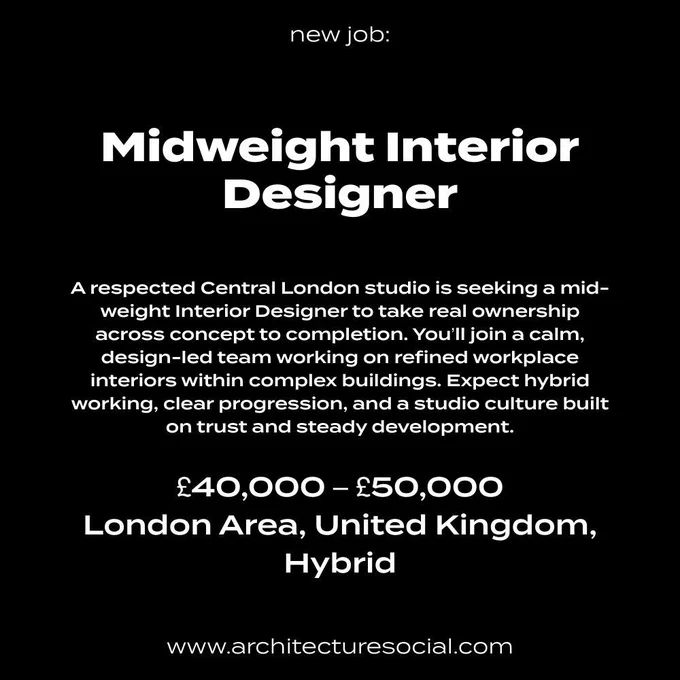 Midweight Interior Designer Job Vacancy