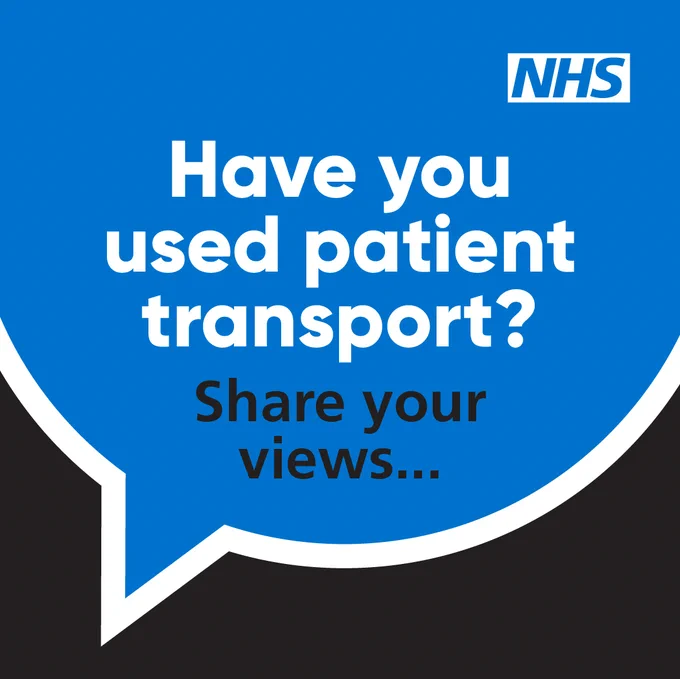 Text says Have you used patient transport? Share your views...