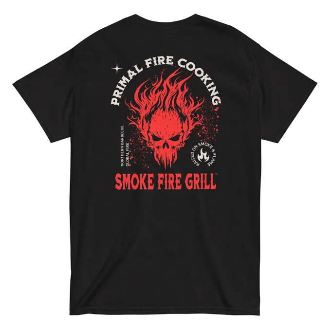 Primal Fire Cooking, Barbecue T-Shirt, Back.