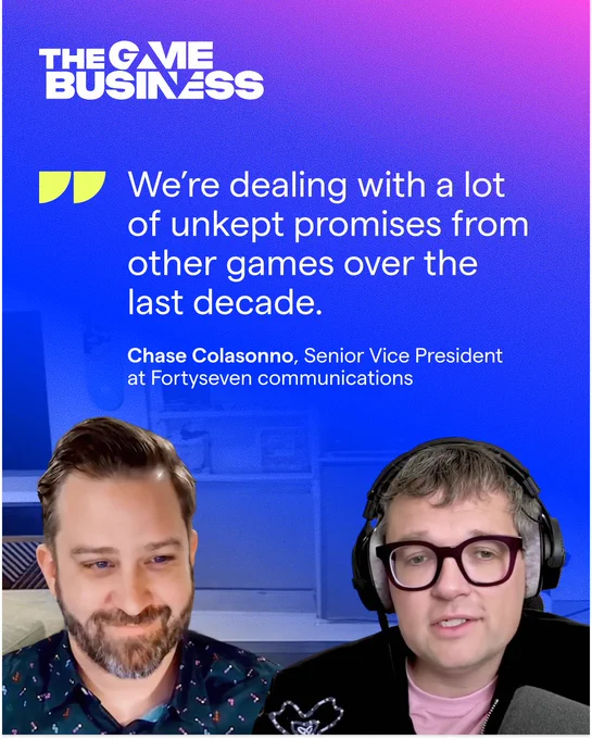 "We’re dealing with a lot of unkept promises from other games over the last decade."
Quote by Chase Colasonno, Senior Vice President at Fortyseven communications, featured on the image together with Chris Dring.