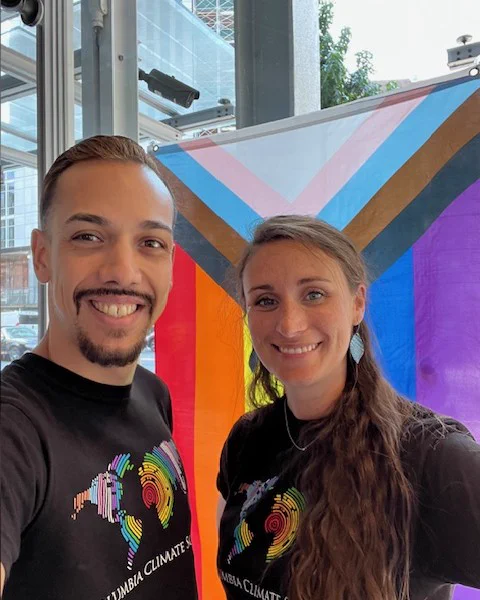 Omar Herrera and colleague Haley Clint at Columbia Climate School Pride celebration.