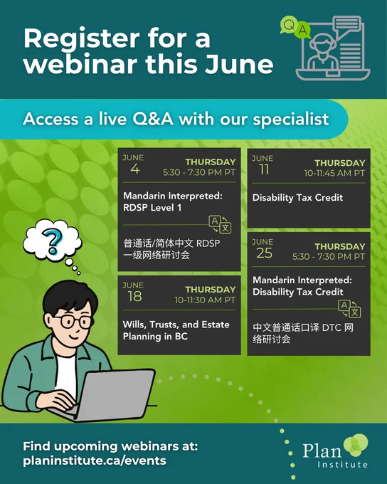 Register for a Plan Institute webinar this June. Access a live Q&A with our specialist. The event information is included in the caption. Find upcoming webinars at PlanInstitute.ca/events.