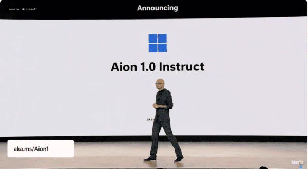 Microsoft CEO Satya Nadella announcing Aion 1
