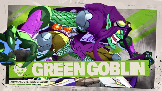 A close-up of Green Goblin during his intro.