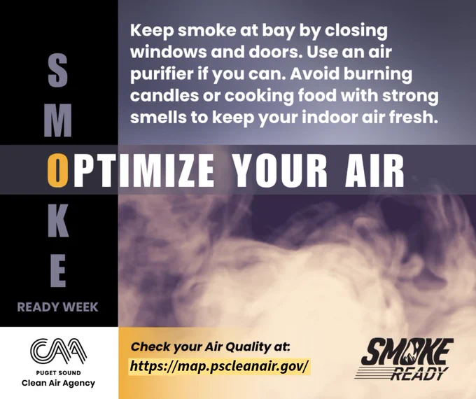 SMOKE acronym-The O stands for "Optimize Your Air." A message that sits atop a billowing smoke background
