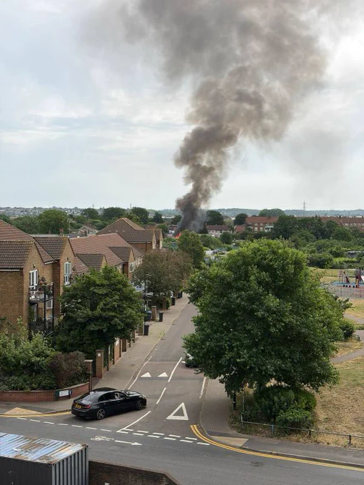 The allotment fire, pictured from afar.
