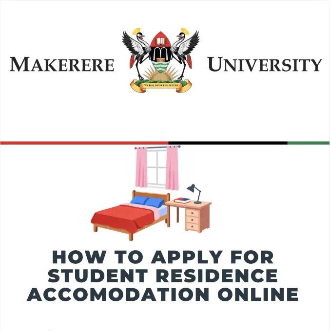#NOTICE: 𝗛𝗼𝘄 𝗧𝗼 𝗔𝗽𝗽𝗹𝘆 𝗳𝗼𝗿 𝘀𝘁𝘂𝗱𝗲𝗻𝘁 𝗿𝗲𝘀𝗶𝗱𝗲𝗻𝗰𝗲 𝗮𝗰𝗰𝗼𝗺𝗼𝗱𝗮𝘁𝗶𝗼𝗻 𝗼𝗻𝗹𝗶𝗻𝗲 

@DOS_Makerere & DICTS have automated the service of applying for a residence online.
This can be done within your student portal.
Guidelines: 👇https://answers.mak.ac.ug/communication/how-apply-student-residence-accomodation-online