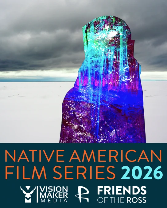 A graphic for the Native American Film Series with an image from the film Aanikoobijigan. 