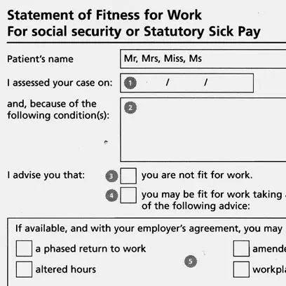 Statement of fitness for work form