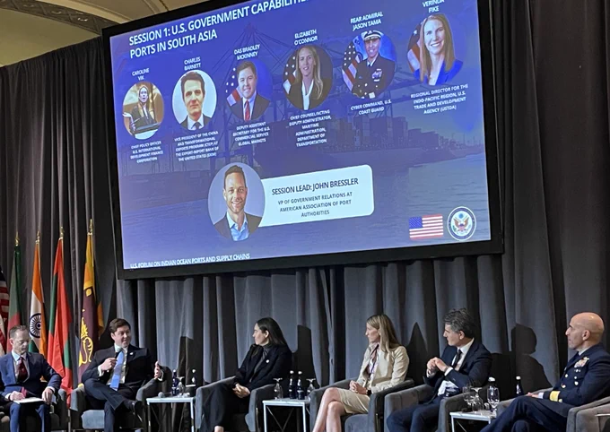 U.S. Commercial Service Deputy Assistant Secretary Bradley McKinney speaks at the U.S. Forum on Indian Ocean Ports and Supply Chains