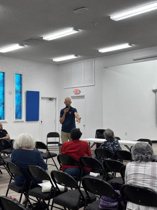 mayor talking to his constituents 