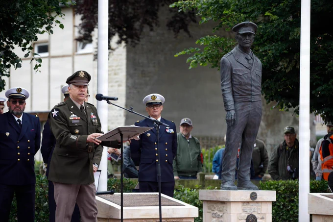 U.S., French, and German Soldiers honored Gen. Eisenhower in Sainte-Mere-Eglise, marking the 82nd anniversary of D-Day with joint ceremonies and remembrance. \uD83C\uDF96\uFE0F