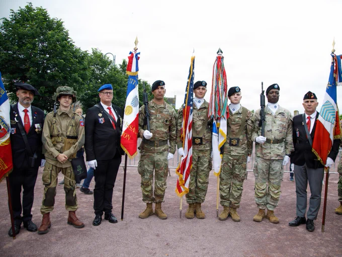 U.S., French, and German Soldiers honored Gen. Eisenhower in Sainte-Mere-Eglise, marking the 82nd anniversary of D-Day with joint ceremonies and remembrance. \uD83C\uDF96\uFE0F