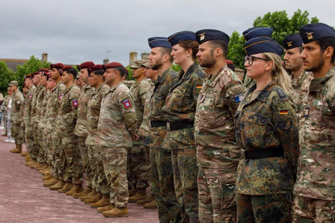 U.S., French, and German Soldiers honored Gen. Eisenhower in Sainte-Mere-Eglise, marking the 82nd anniversary of D-Day with joint ceremonies and remembrance. \uD83C\uDF96\uFE0F