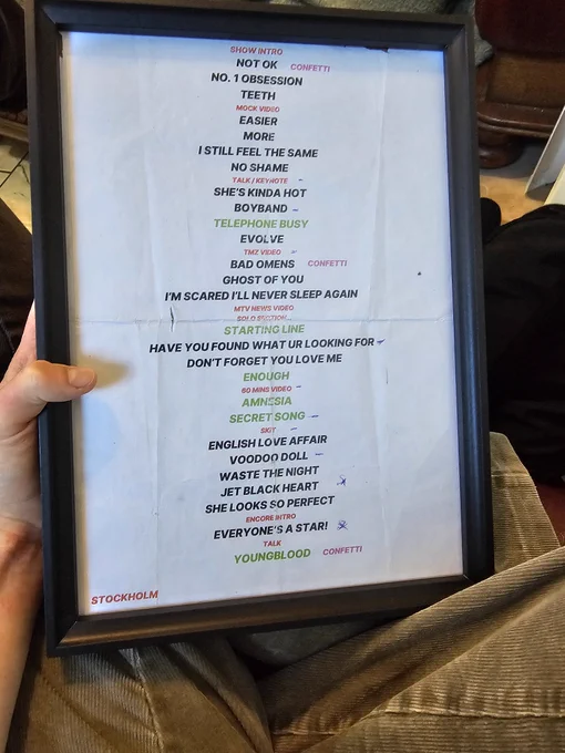 5 Seconds of Summer Everyone's A Star tour setlist in a black frame 