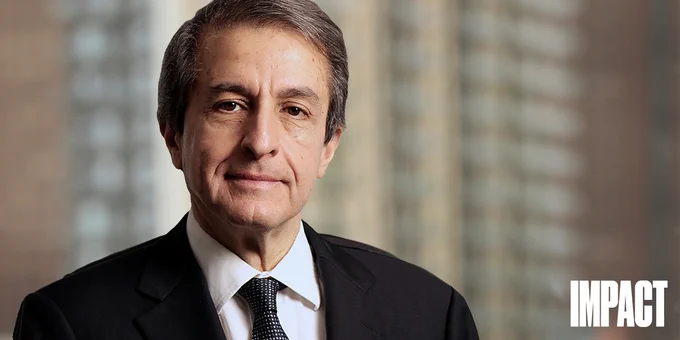 IMAGE: Portrait of Alejandro Adem. The word "IMPACT" in bold white text, at bottom right. 