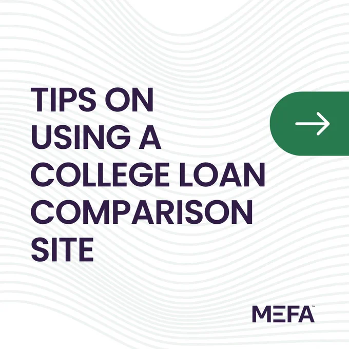 Graphic reading "5 Tips on Using a College Loan Comparison Site"