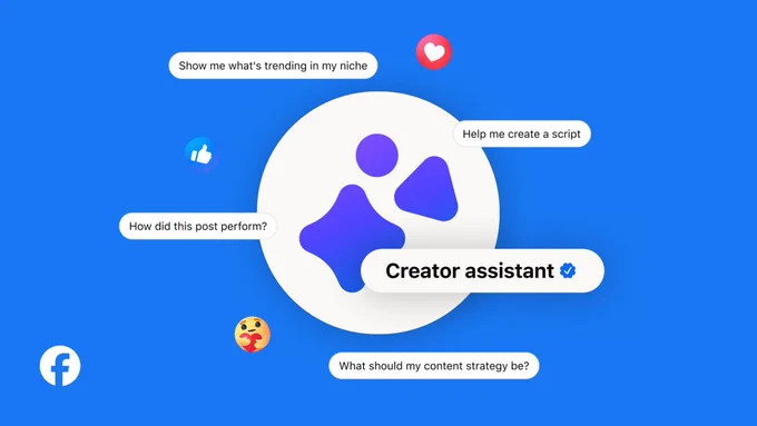 Meta newsroom graphic for Creator Assistant and expanded AI translations on Facebook