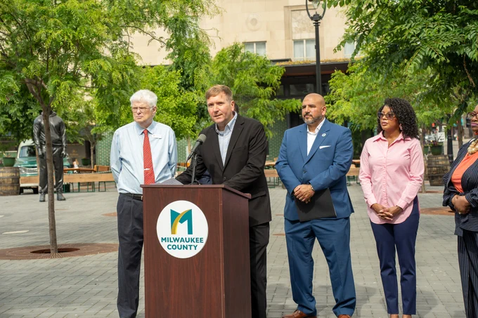 Milwaukee County DOT Director Joe Lamers speaking at today's event.