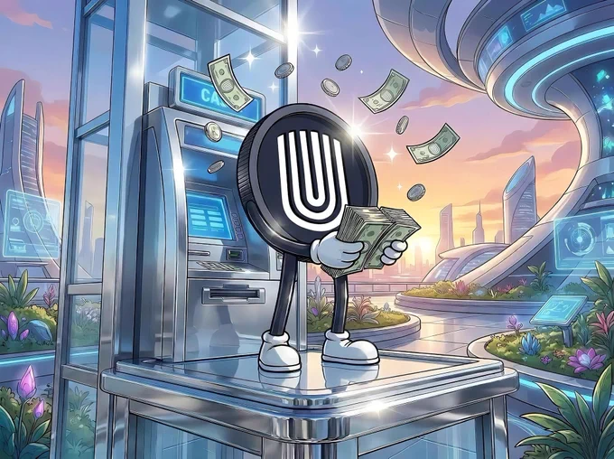 Illustration promoting Unetwork fiat withdrawals. A Unetwork-branded coin character stands in front of a futuristic ATM holding cash, with banknotes and coins floating through the air in a modern digital city. The image represents users withdrawing network incentives and rewards in fiat currency through the Unetwork ecosystem. This visual highlights the launch of fiat reward withdrawals, real-world utility, digital payments, financial accessibility, and reward monetization. Users can access fiat withdrawals through manage.unetwork.io, where KYC verification is required for secure and compliant reward withdrawals. The artwork symbolizes the growth of the Unetwork platform, seamless conversion of digital rewards into fiat money, user earnings, fintech innovation, Web3 adoption, digital identity verification, and the expanding utility of decentralized network participation. Unetwork fiat withdrawals are now live, enabling eligible users to withdraw earned incentives directly in fiat