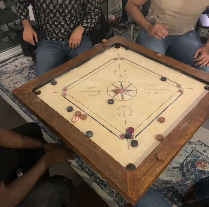 playing carrom with the lads