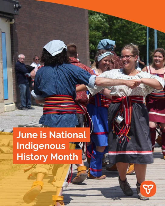 Copy: June is National Indigenous History Month
Alt text: Métis dancers at the MNO Canoe Expedition