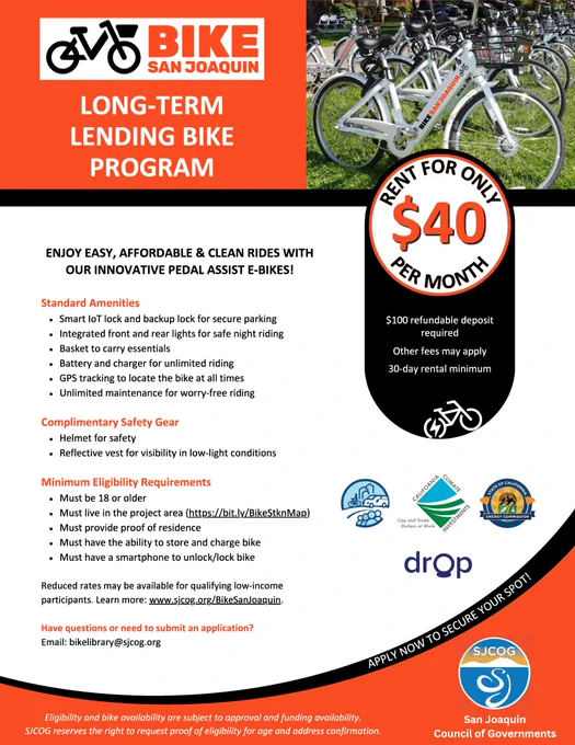 Flyers on farmers market in English and Bike San Joaquin flyers in English and Spanish.