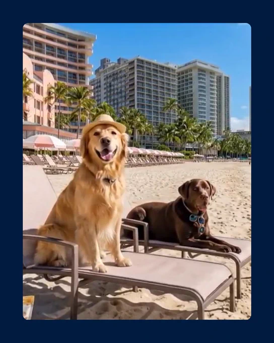 Two dogs on a beach.