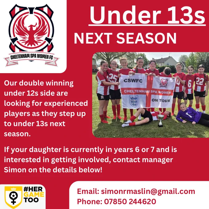 Under 13s recruitment poster.