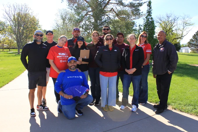 Volunteers posed together in a group