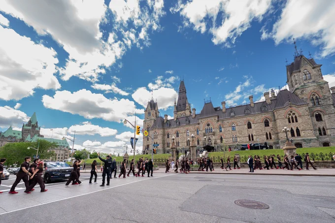 Canadian athletes for 2026 Milano Cortina games outside West Block.