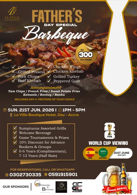 Father's Day Special BBQ at La Villa Boutique Hotel.
