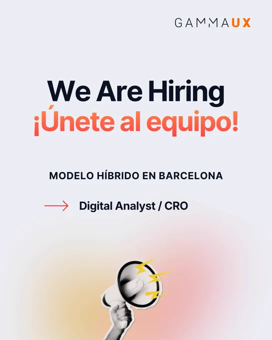 We Are Hiring. ¡Únete al equipo! Buscamos un modelo híbrido en Barcelona para cubrir una posición de Digital Analyst y CRO.
