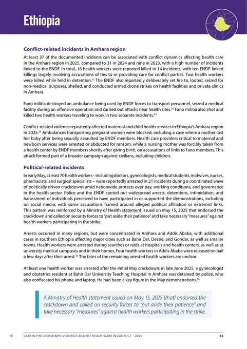Care in the Crosshairs Violence against Health Care in Conflict 2025 - Ethiopia Chapter (2/3)