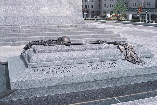 A monument with the text “The Unknown Soldier.”