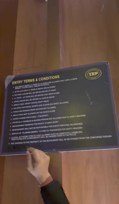 The objectionable board on display at the establishment 