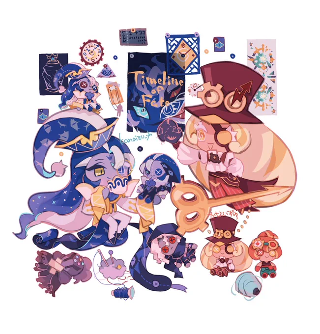 CookieRun:kingdom fan art,
Time Keeper Cookie,
Shadow Milk Cookie(Sage of Truth).