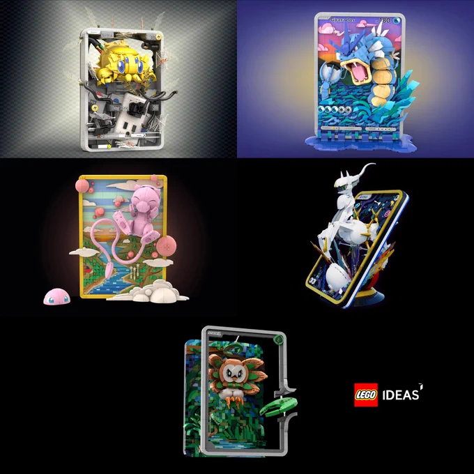 The New Pokémon LEGO Ideas set featuring Gyarados, Mew, Rowlet, Chrixeleon, Joltik, and Arceus can now be voted on by you.

The Fan Vote closes on June 11th and the Set will be revealed in early 2027.

