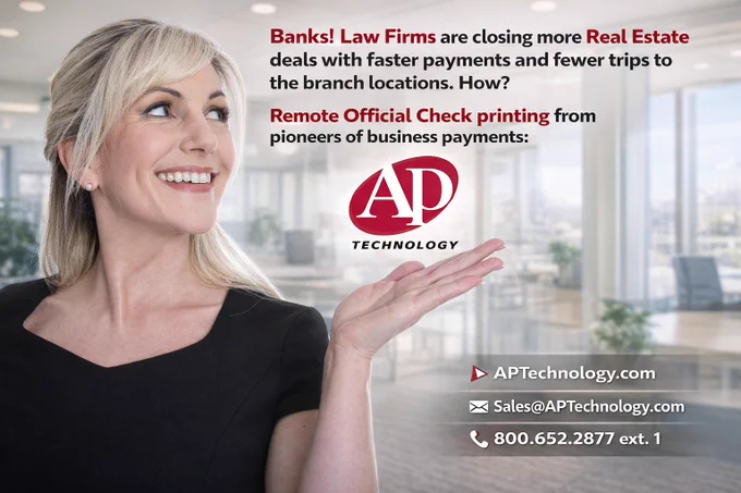 #Banks can increase deposits with #RemoteOfficialCheckPrinting for business customers. Faster deal closes. Fewer trips to the bank. #APTechnology makes it easy. Payment issuance and #Secure32 replacement, too. https://www.aptechnology.com
