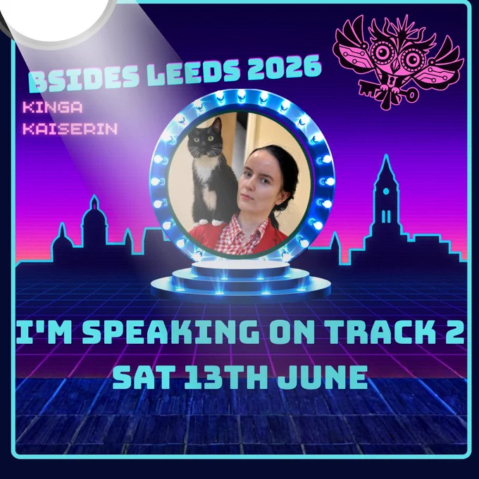 Speaker card with photo of Kinga Kaiserin and the text 'I'm speaking on Track 2, Sat 13th June'