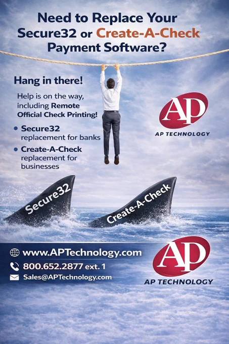 #Banks! Remote check printing for #business customers = fewer trips to the bank   faster deal closes. We also have #Secure32 replacement payment solutions for banks and #CreateACheck replacement for businesses. Automated business payments by AP Technology: https://www.aptechnology.com